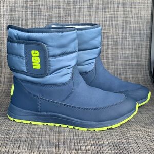 UGG Kids Blue and Neon Green Rain & Snow Boots